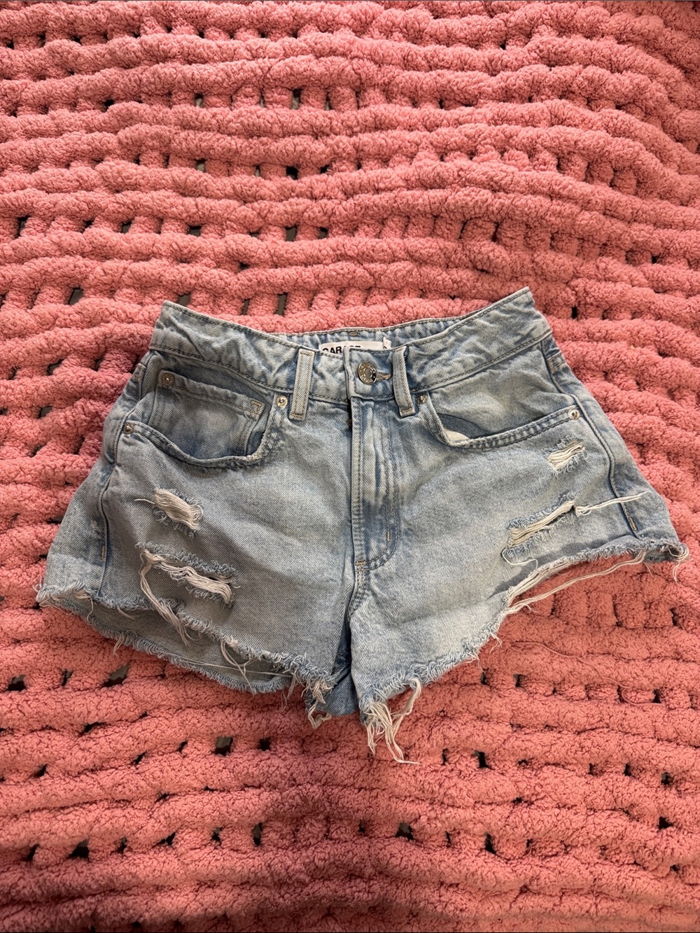 Garage Light Blue Distressed Denim Jean Shorts